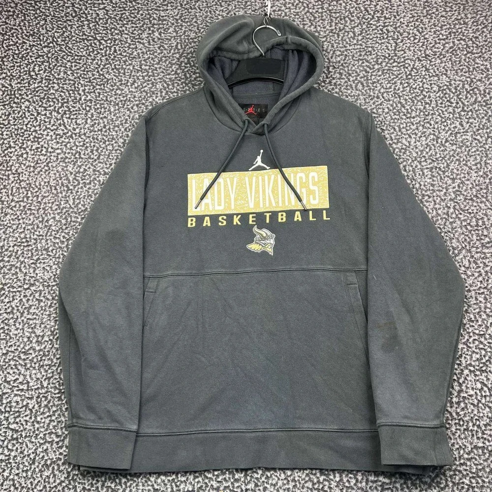 Air Jordan Lady Vikings Hoodie Men Large Gray Jumpman Pullover Long Sleeve L